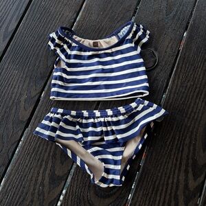 Tea Collection Striped Navy and Cream Swim Set